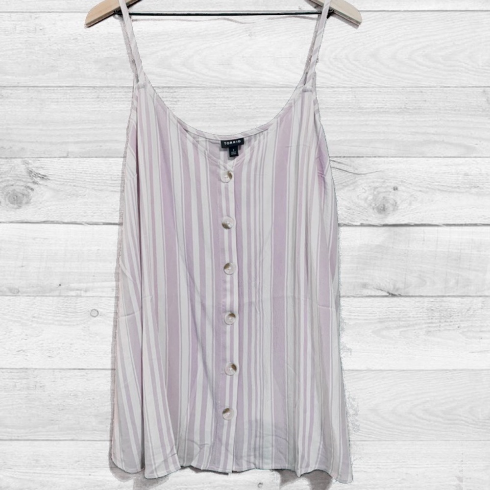 14/16 TORRID Pink Stripe Button Front Cami Top 1 - Picture 3 of 7